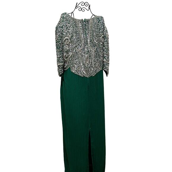 ZENITH Fashions Green and Silver Sequin Maxi Dress PLUS SIZE 3X Formal Gown - Picture 1 of 15